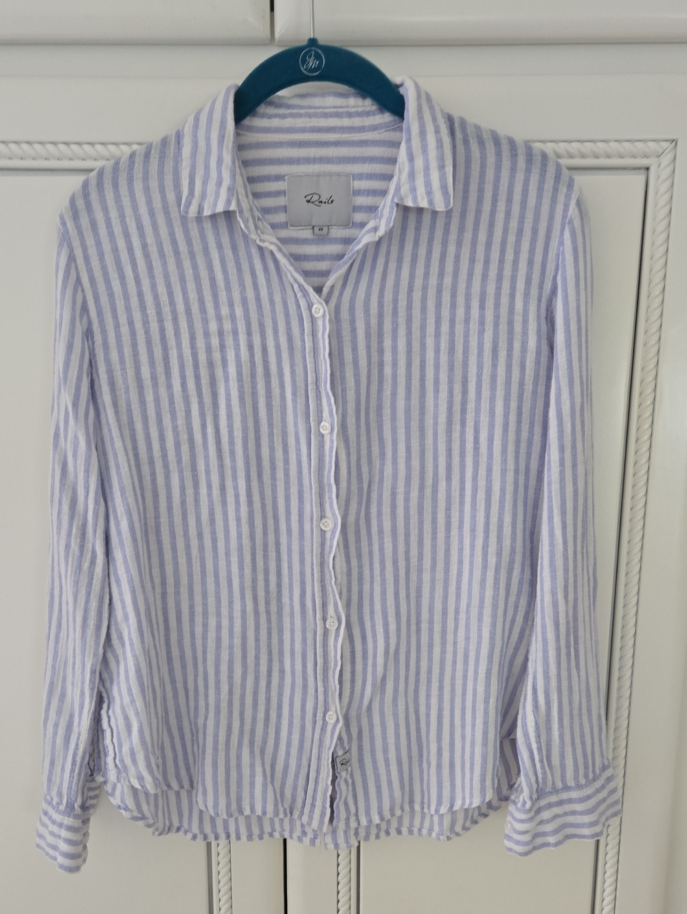 Rails Blue and White Striped Button-Down Shirt